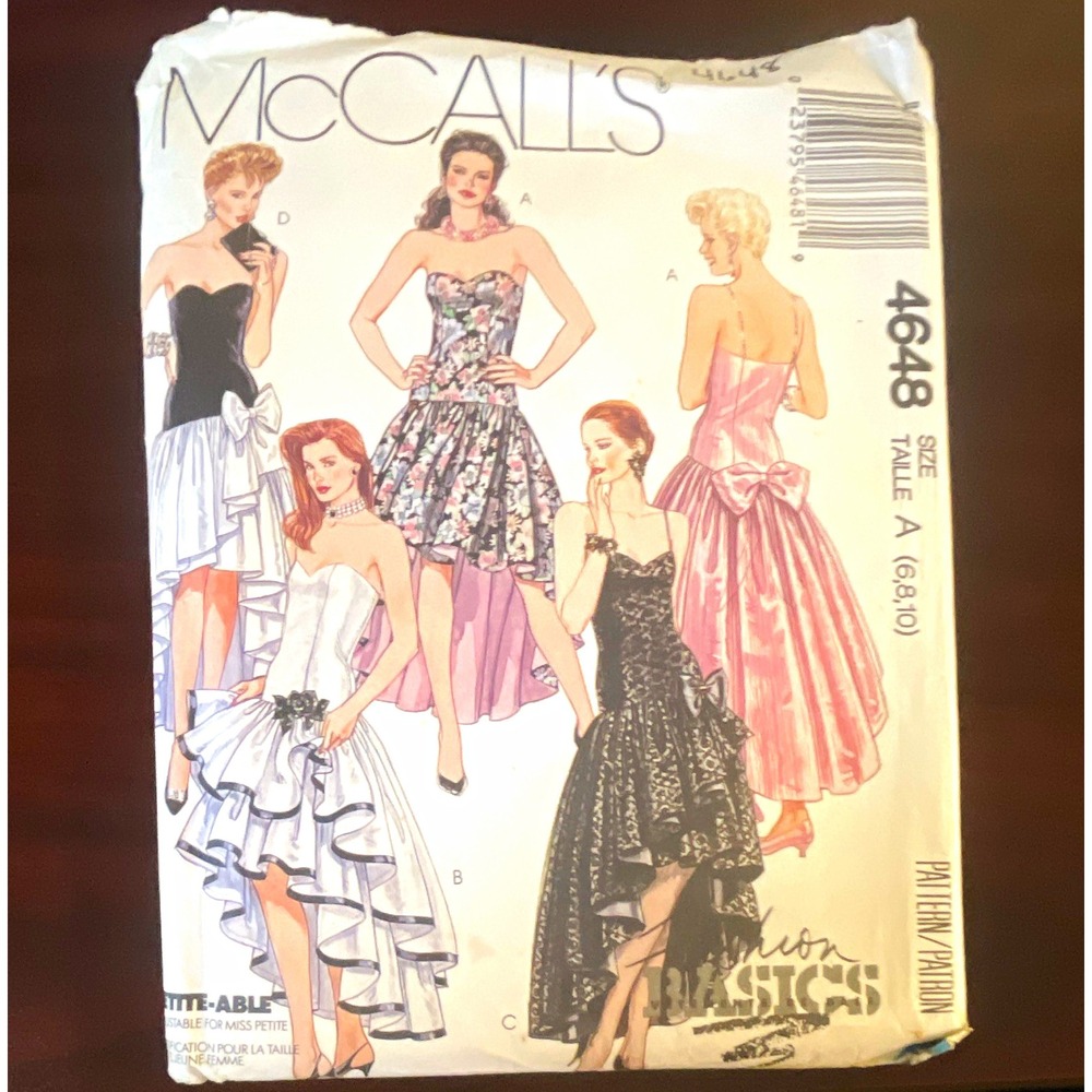 McCall's 4648 Vintage Misses Evening Dress Sewing Pattern Size 6 8 10 Retro